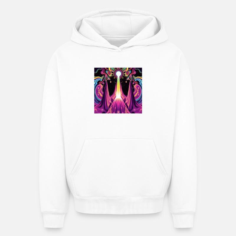 Psychédélique - Sweat à capuche unisexe oversize épais SPREAD - blanc