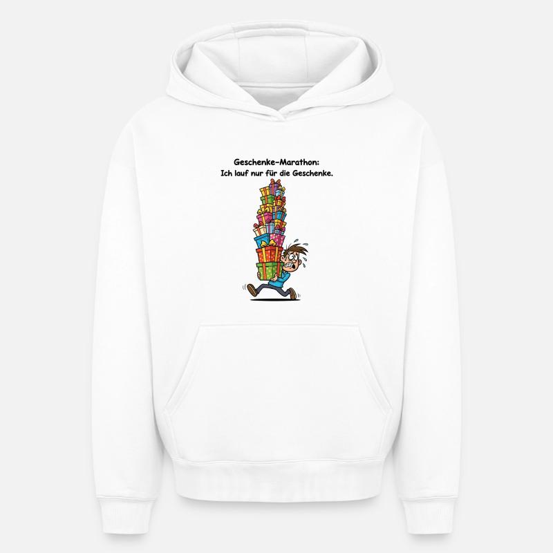 Marathon de cadeaux - Sweat à capuche unisexe oversize épais SPREAD - blanc