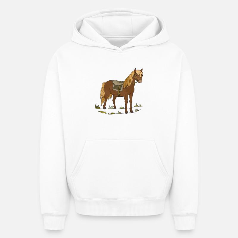 Cheval - Sweat à capuche unisexe oversize épais SPREAD - blanc