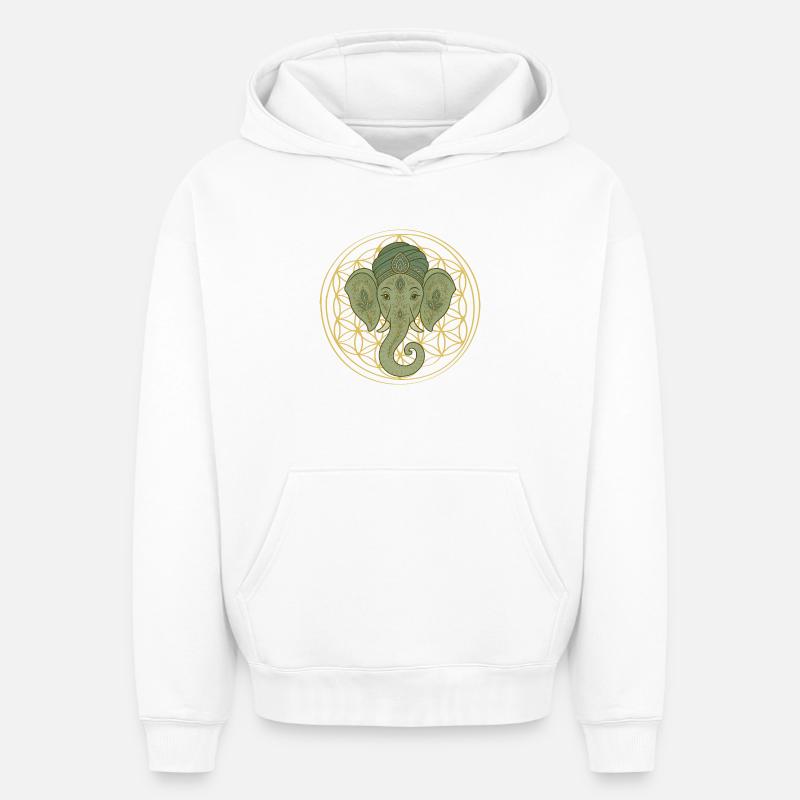 Éléphant - Sweat à capuche unisexe oversize épais SPREAD - blanc