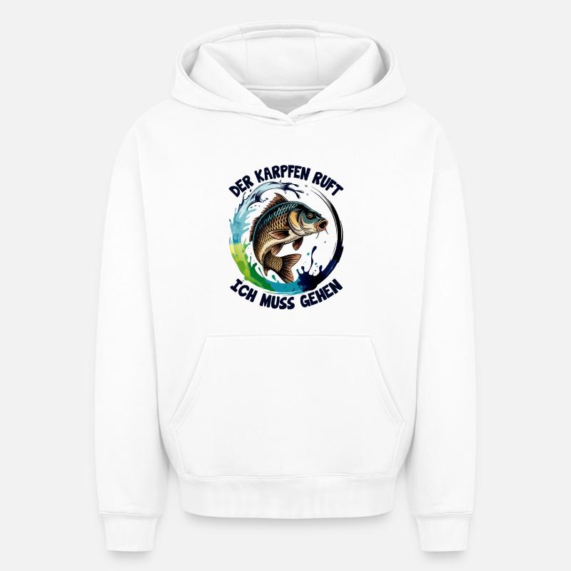 Karpfen ruft  - Oversized Heavyweight Unisex Hoodie - Weiß