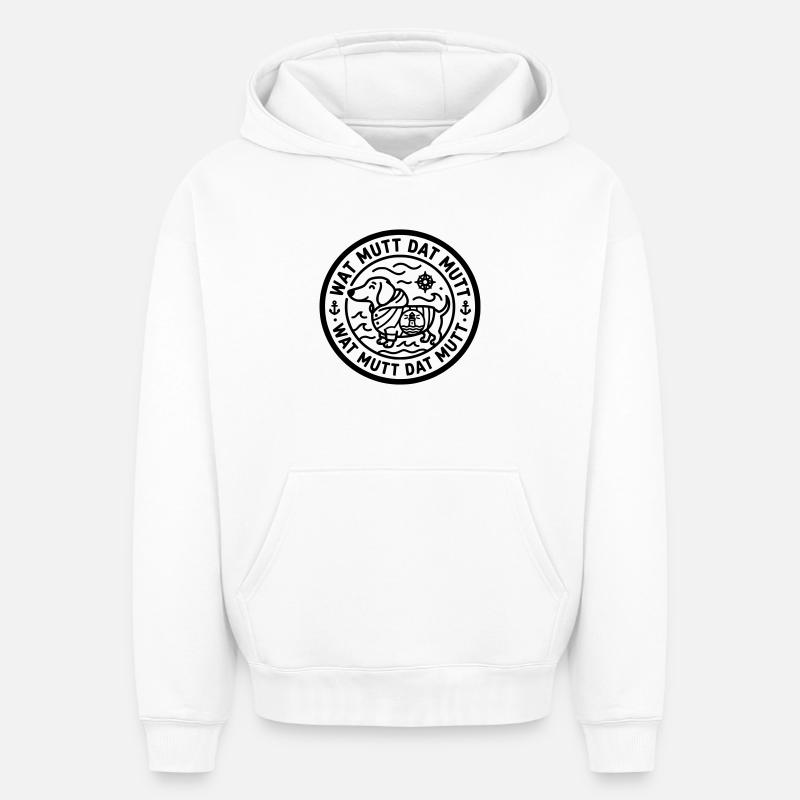 wat mutt dat mutt teckel - Sweat à capuche unisexe oversize épais SPREAD - blanc