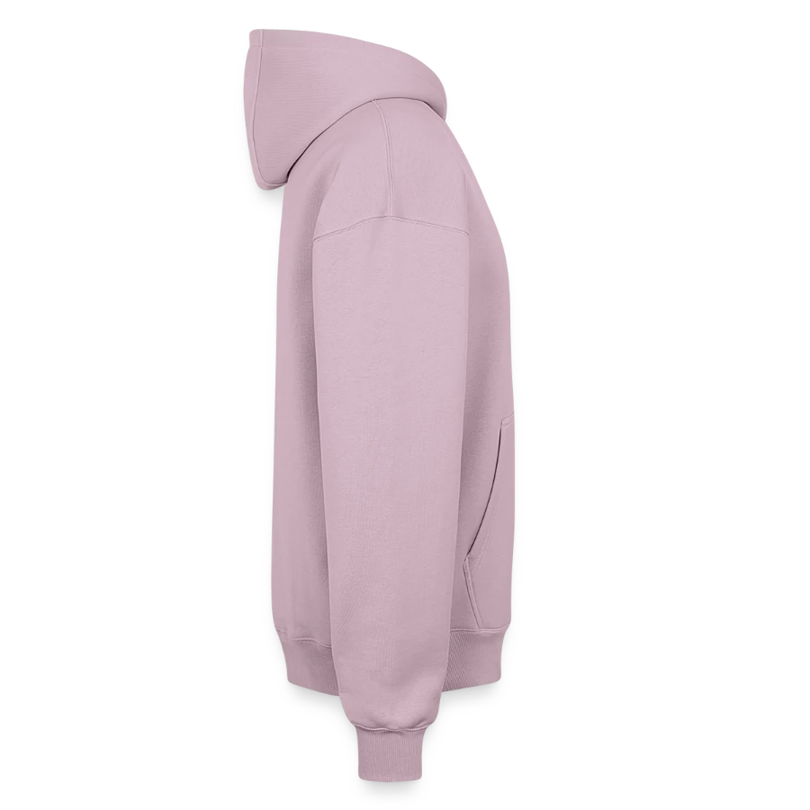 Zermatt badge on a oversized heavyweight unisex hoodie, dusky pink, right