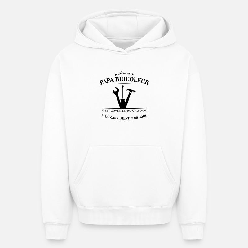 papa bricoleur - Sweat à capuche unisexe oversize épais SPREAD - blanc