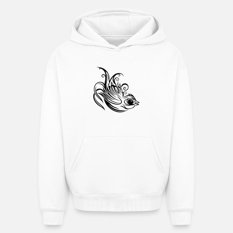 Hirondelle, printemps, messager de printemps - Sweat à capuche unisexe oversize épais SPREAD - blanc