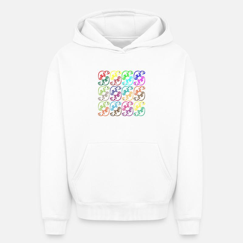 Caméléon brouhaha - Sweat à capuche unisexe oversize épais SPREAD - blanc