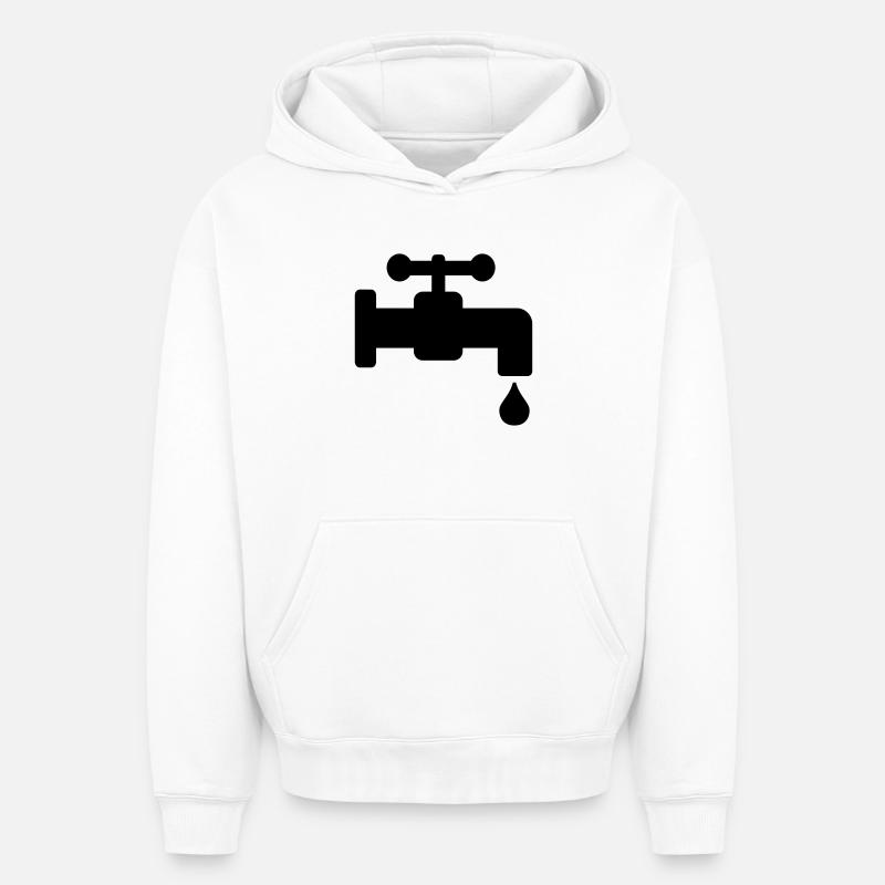 Fuite du robinet d’eau - Sweat à capuche unisexe oversize épais SPREAD - blanc