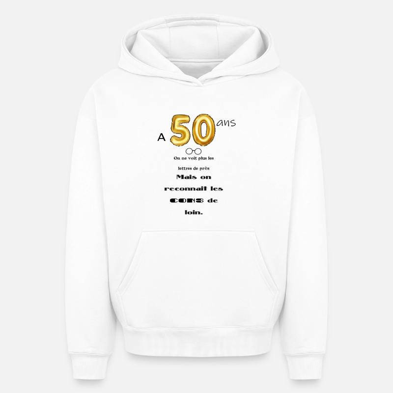 50 ans - Sweat à capuche unisexe oversize épais SPREAD - blanc