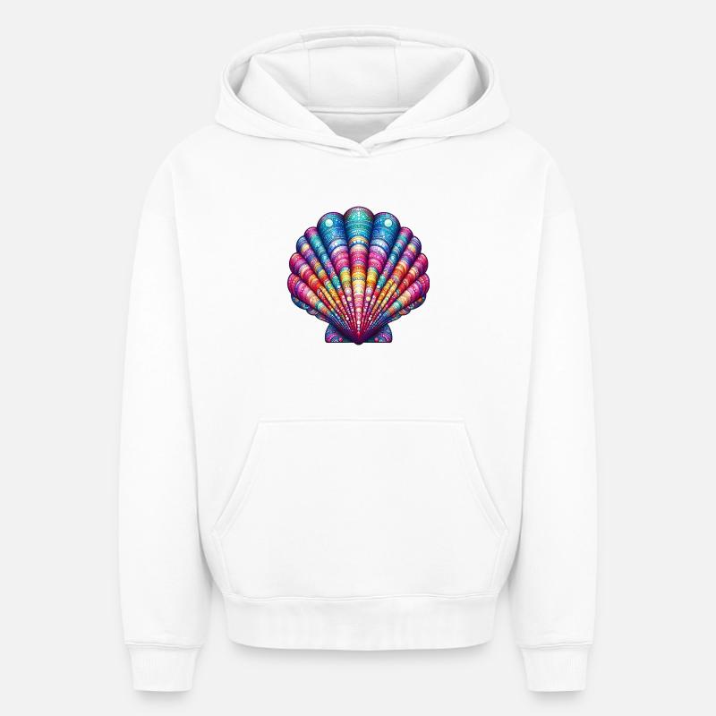Coquille Saint-Jacques - Sweat à capuche unisexe oversize épais SPREAD - blanc