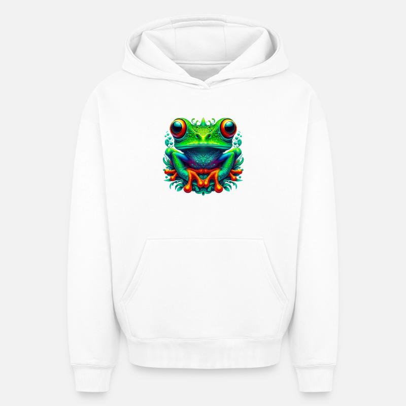 Grenouille - Sweat à capuche unisexe oversize épais SPREAD - blanc