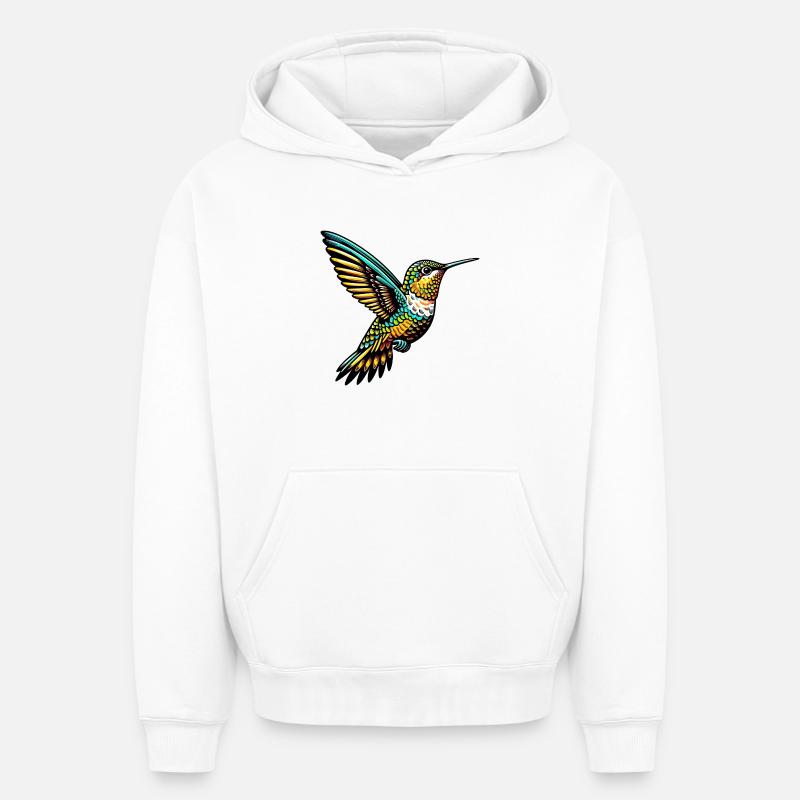 Colibri - Sweat à capuche unisexe oversize épais SPREAD - blanc