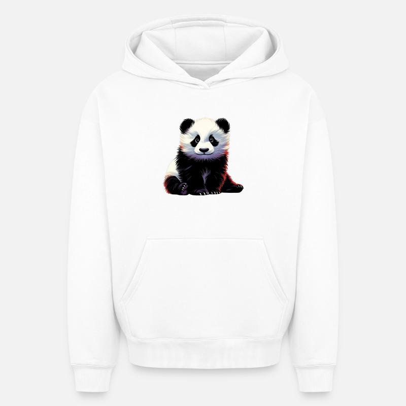 Panda - Sweat à capuche unisexe oversize épais SPREAD - blanc