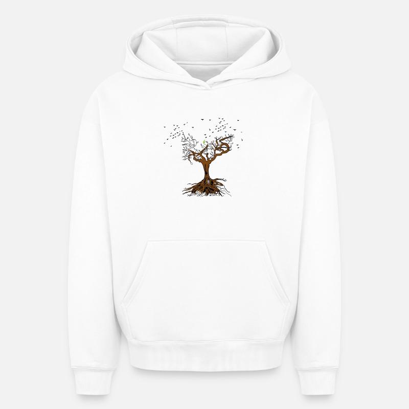 Arbre - Sweat à capuche unisexe oversize épais SPREAD - blanc