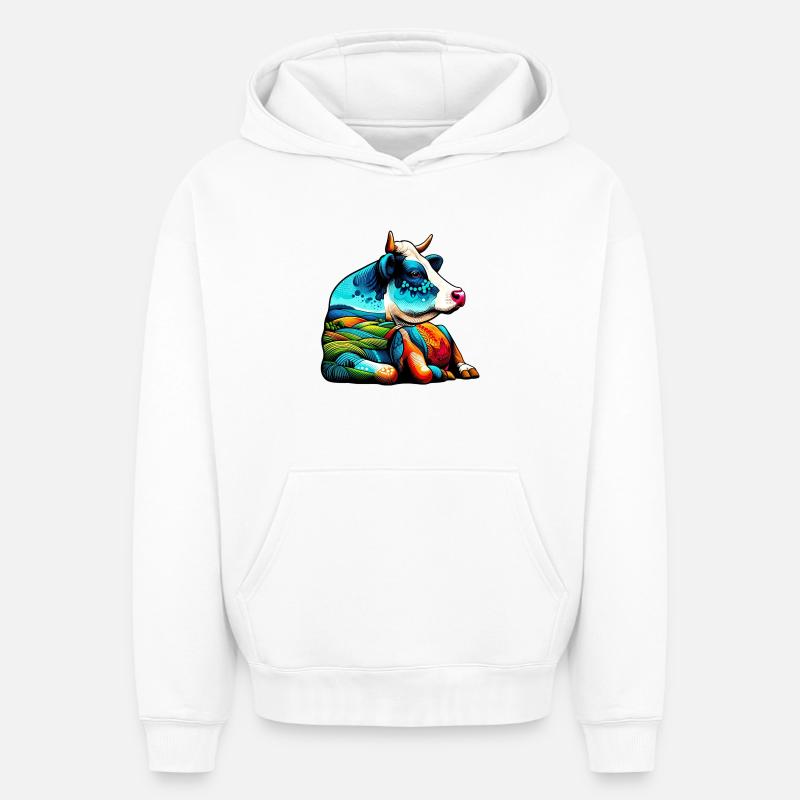 Vache - Sweat à capuche unisexe oversize épais SPREAD - blanc