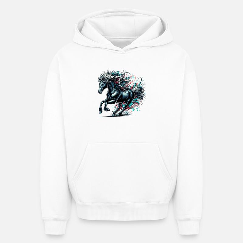 Cheval - Sweat à capuche unisexe oversize épais SPREAD - blanc