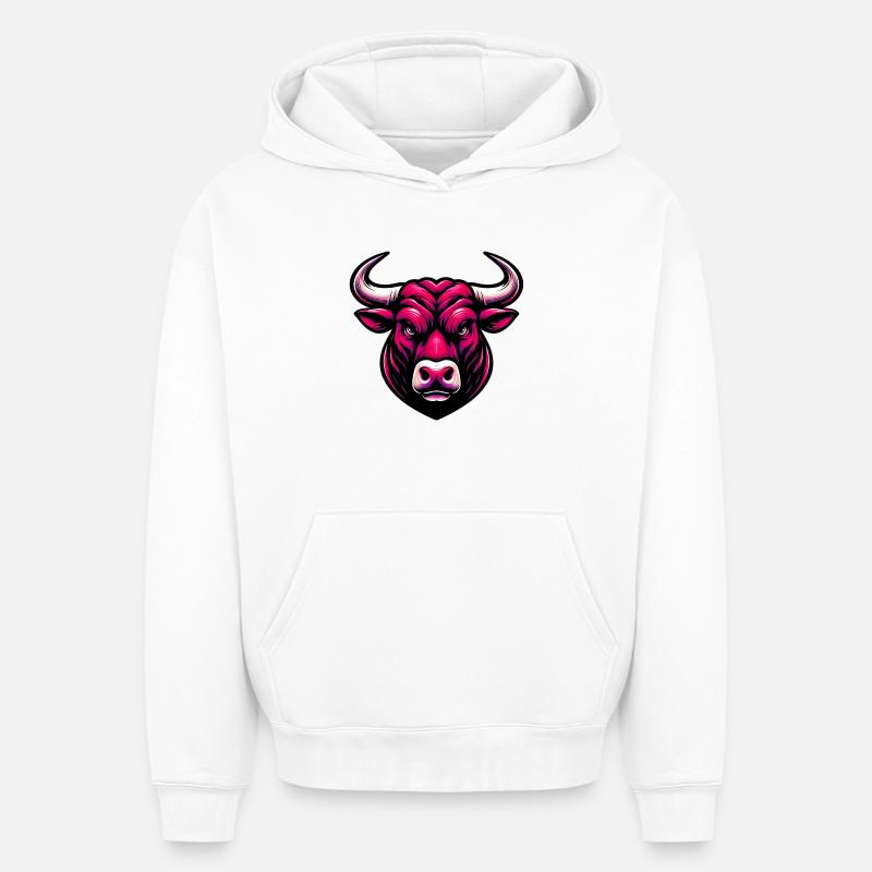 Taureau - Sweat à capuche unisexe oversize épais SPREAD - blanc