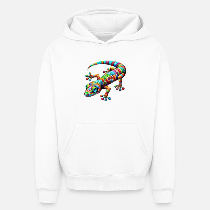 Gecko - Sweat à capuche unisexe oversize épais SPREAD - blanc