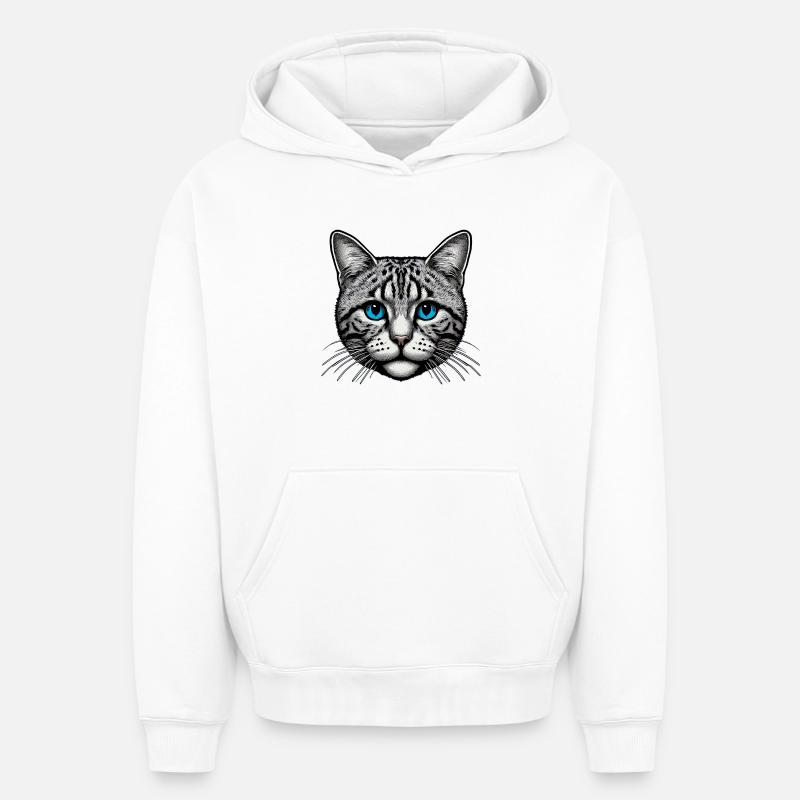 Chat - Sweat à capuche unisexe oversize épais SPREAD - blanc