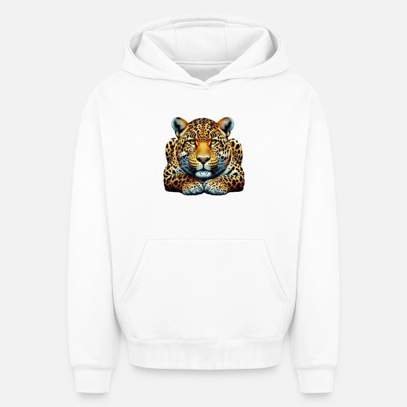 Léopard - Sweat à capuche unisexe oversize épais SPREAD - blanc