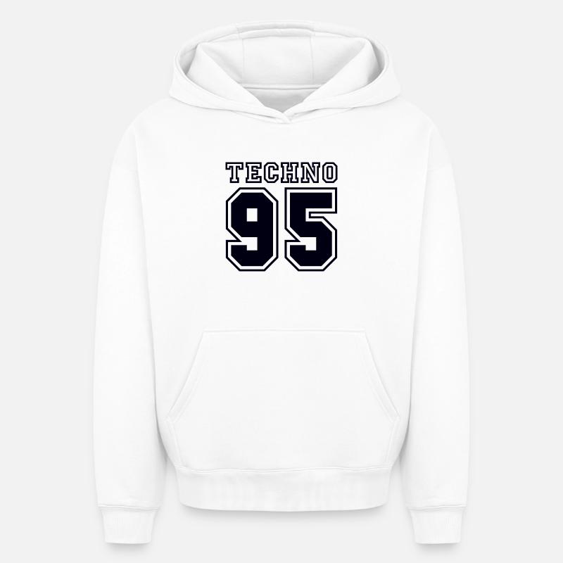 TECHNO 95 - Oversized Heavyweight Unisex Hoodie - Weiß