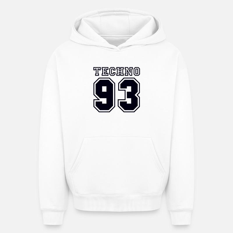 TECHNO 93 - Sweat à capuche unisexe oversize épais SPREAD - blanc