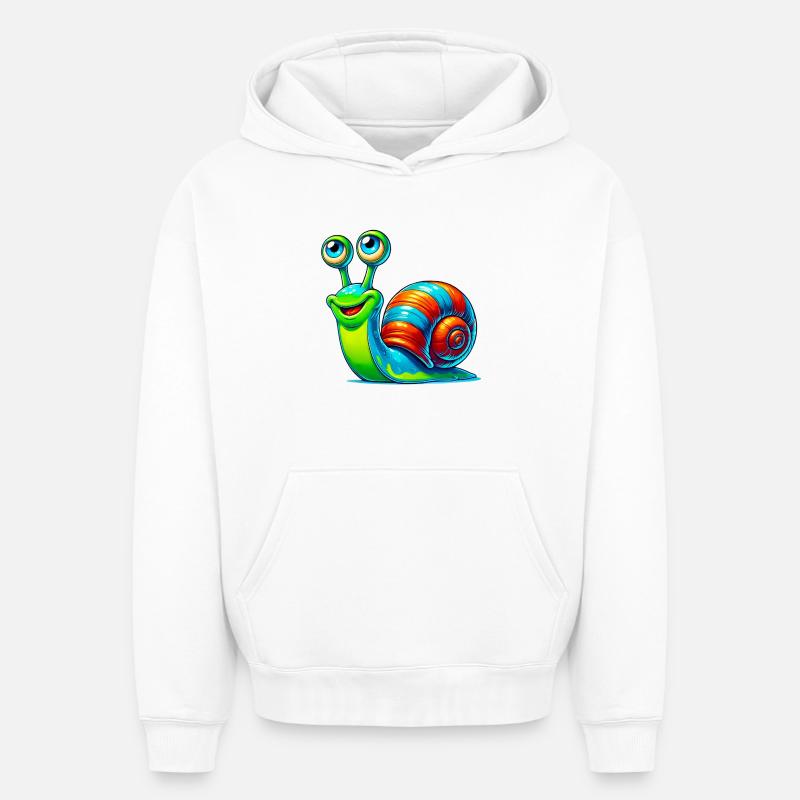 Escargot - Sweat à capuche unisexe oversize épais SPREAD - blanc