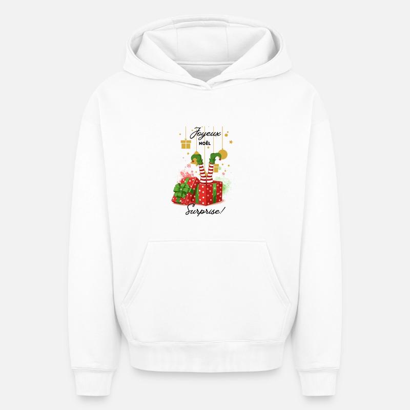 Joyeux_noel_surprise - Sweat à capuche unisexe oversize épais SPREAD - blanc