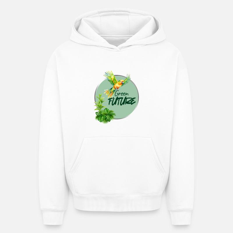 Avenir vert - Sweat à capuche unisexe oversize épais SPREAD - blanc
