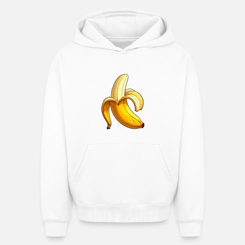banane - Sweat à capuche unisexe oversize épais SPREAD - blanc