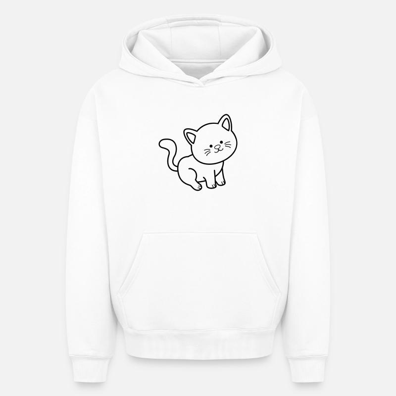 Chat Chat - Sweat à capuche unisexe oversize épais SPREAD - blanc