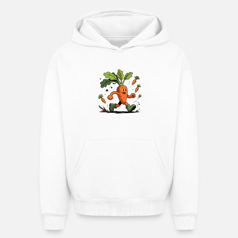 Jardinier carotte dynamique fun - Sweat à capuche unisexe oversize épais SPREAD - blanc