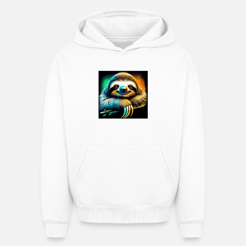 Faultier - Oversized Heavyweight Unisex Hoodie - Weiß
