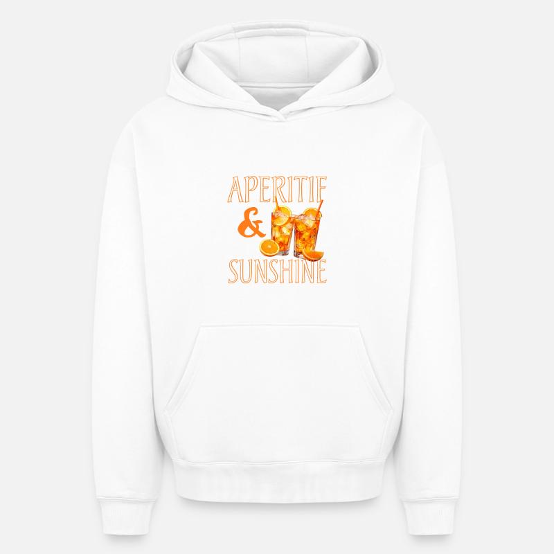 Apéritif & Rayon de soleil - Sweat à capuche unisexe oversize épais SPREAD - blanc