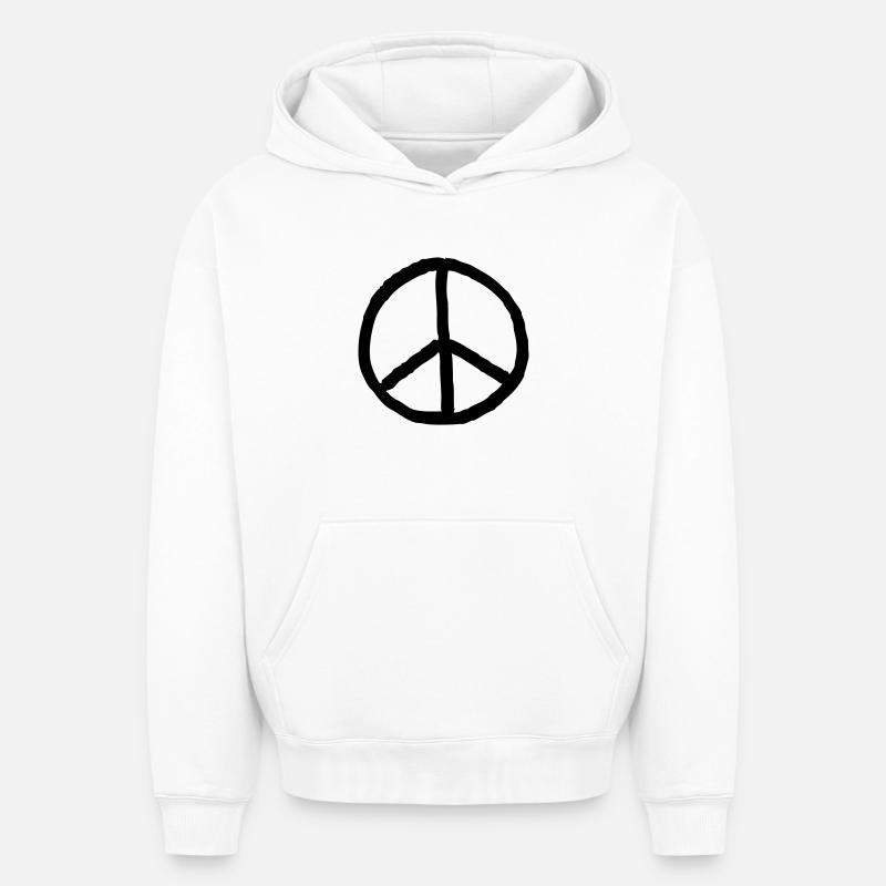 Signe de paix - Sweat à capuche unisexe oversize épais SPREAD - blanc