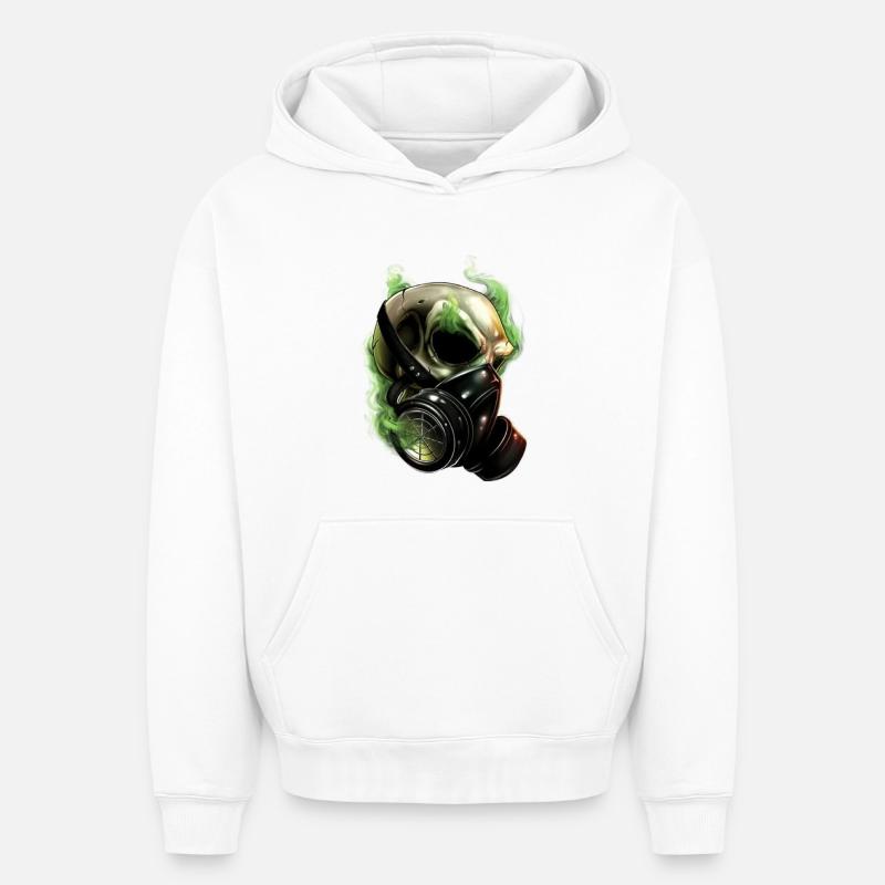 Gaz skull - Sweat à capuche unisexe oversize épais SPREAD - blanc