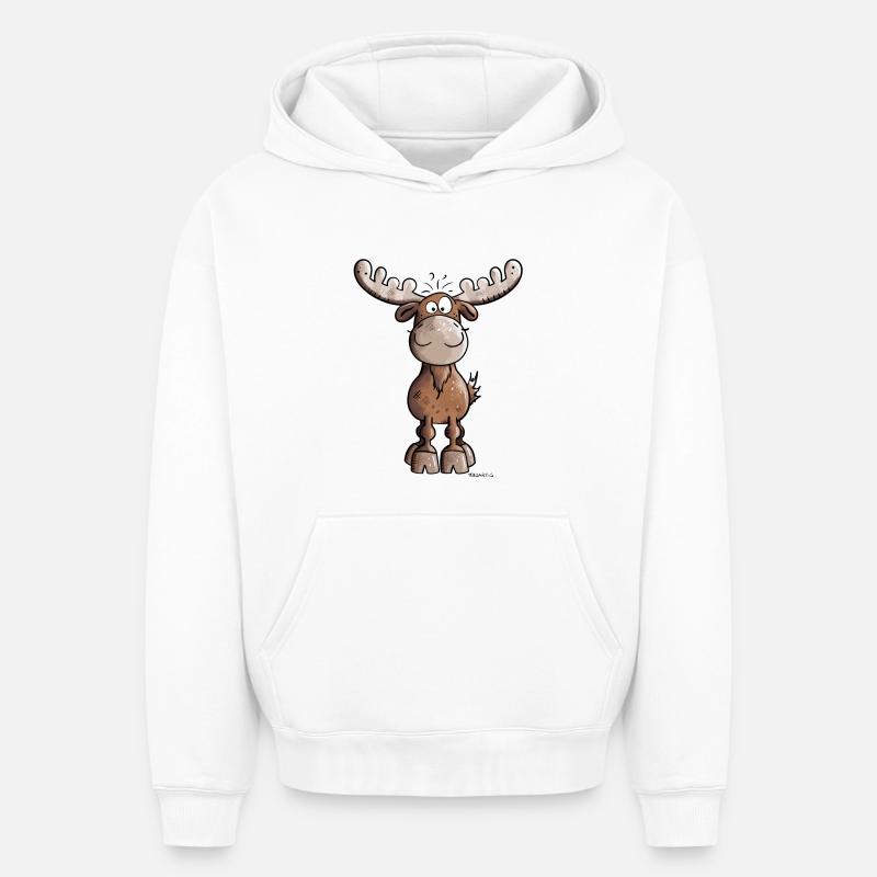 Funny élan - Sweat à capuche unisexe oversize épais SPREAD - blanc