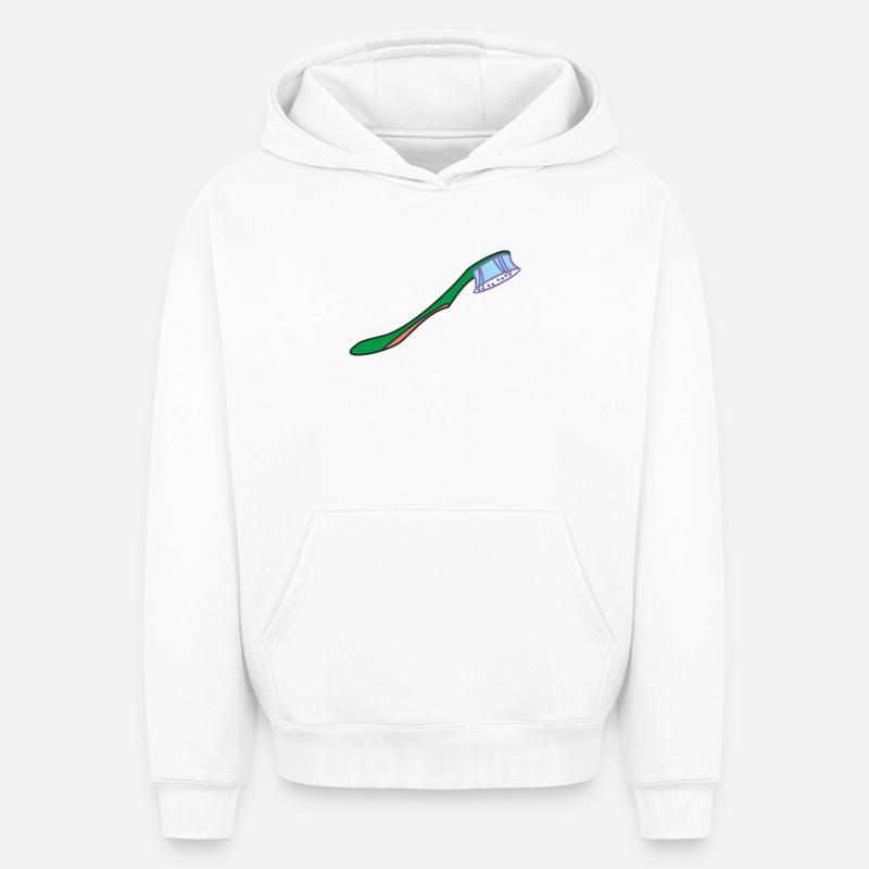 Brosse à dents - Sweat à capuche unisexe oversize épais SPREAD - blanc