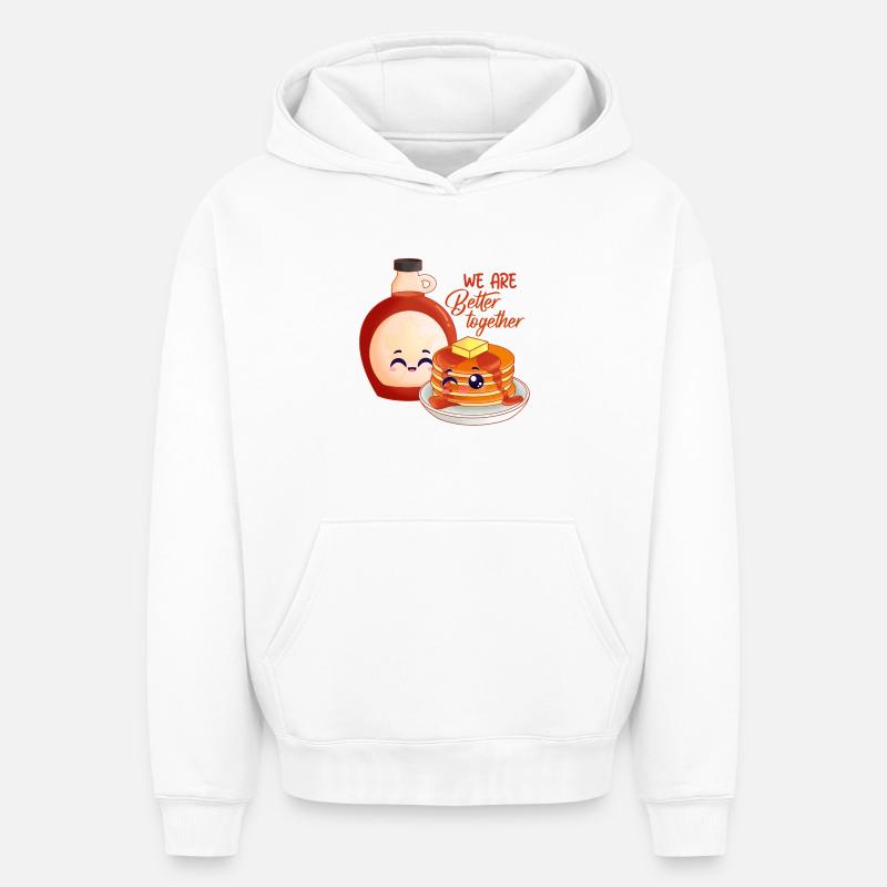 pancake, sirop d'érable, petit déjeuner - Sweat à capuche unisexe oversize épais SPREAD - blanc