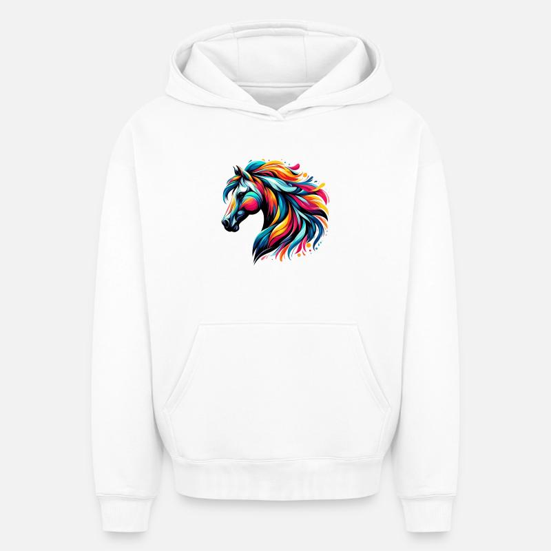 Cheval - Sweat à capuche unisexe oversize épais SPREAD - blanc