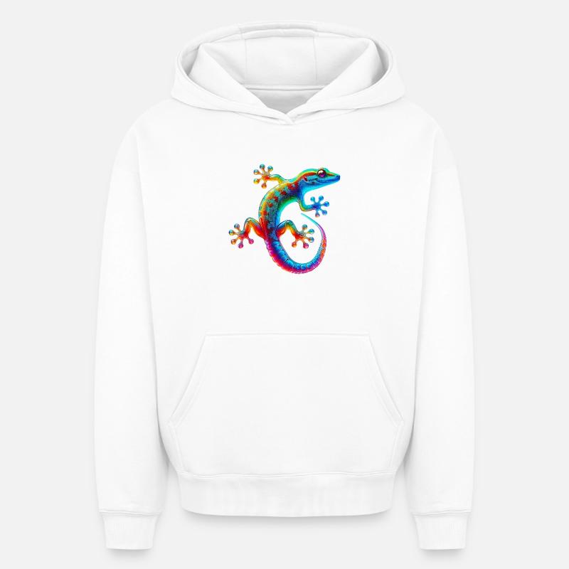 Gecko - Sweat à capuche unisexe oversize épais SPREAD - blanc