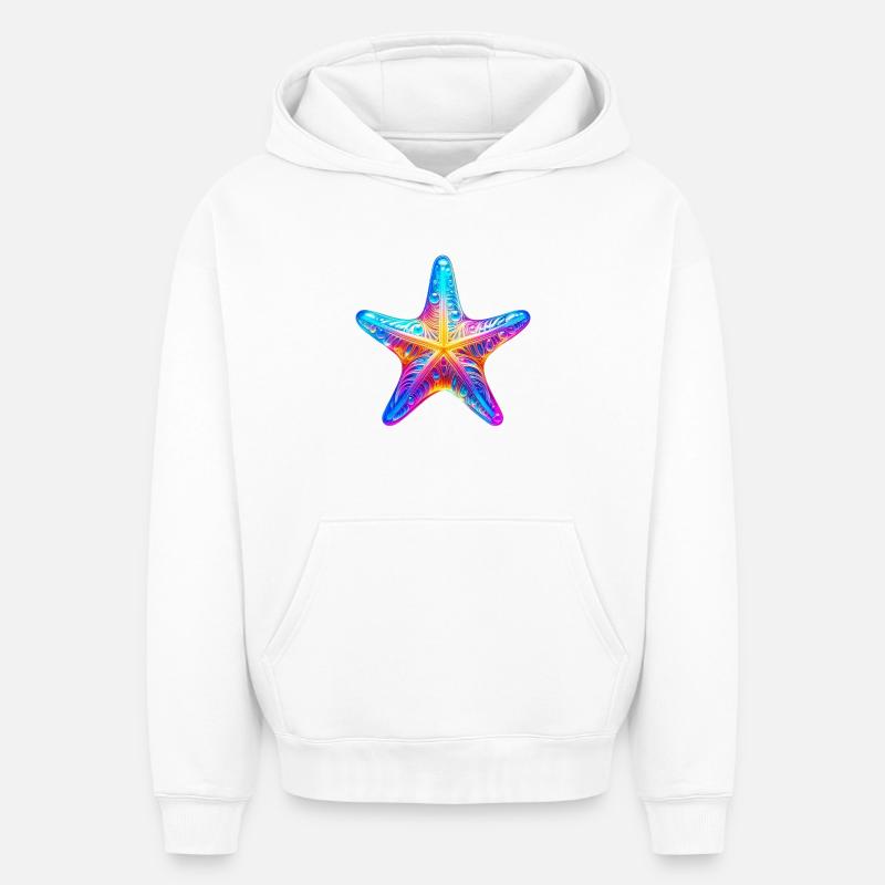 Étoile de mer - Sweat à capuche unisexe oversize épais SPREAD - blanc