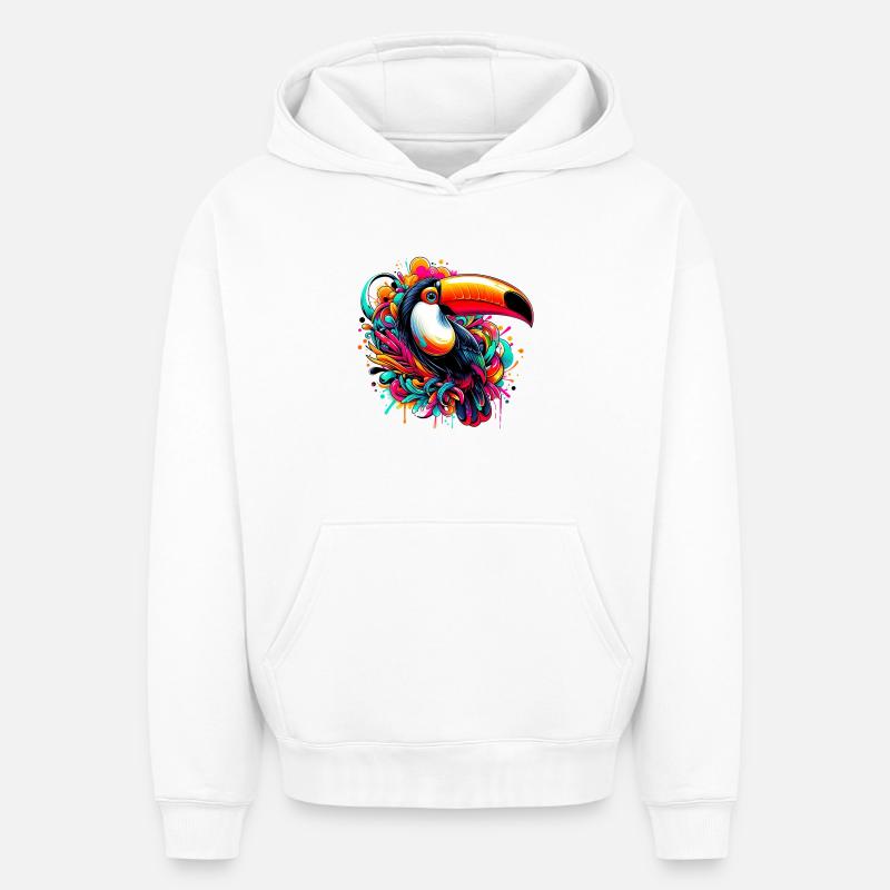 Toucan - Sweat à capuche unisexe oversize épais SPREAD - blanc