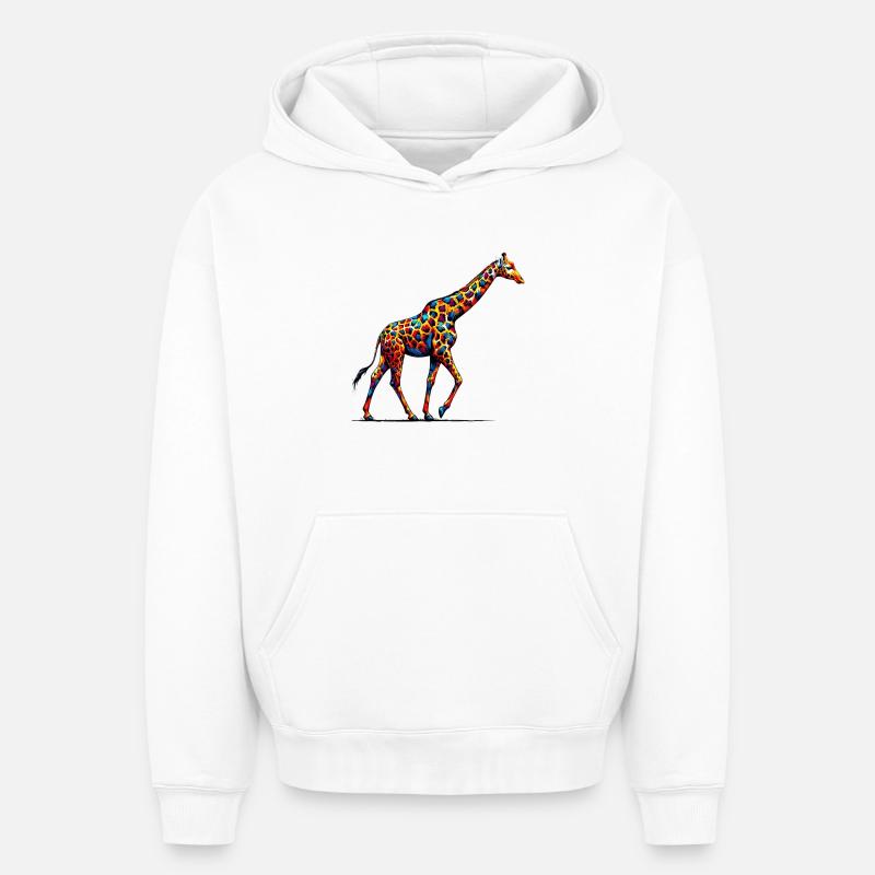 Girafe - Sweat à capuche unisexe oversize épais SPREAD - blanc