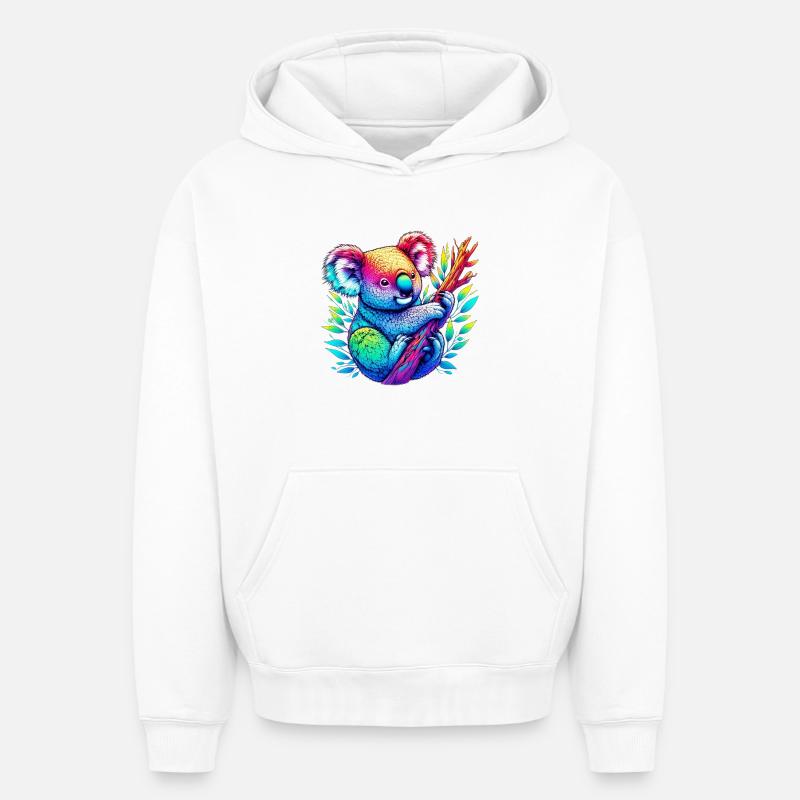 Koala - Sweat à capuche unisexe oversize épais SPREAD - blanc