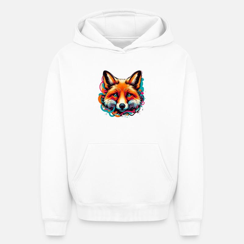 Renard - Sweat à capuche unisexe oversize épais SPREAD - blanc