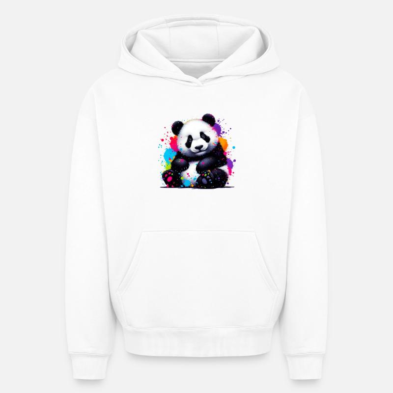 Panda - Sweat à capuche unisexe oversize épais SPREAD - blanc
