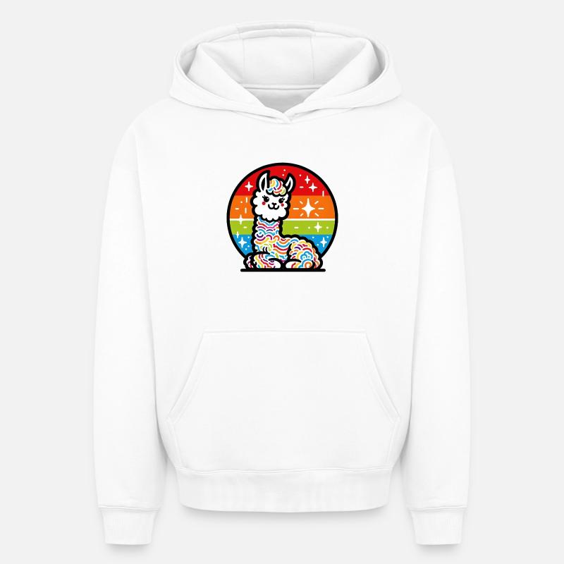 Alpaga - Sweat à capuche unisexe oversize épais SPREAD - blanc