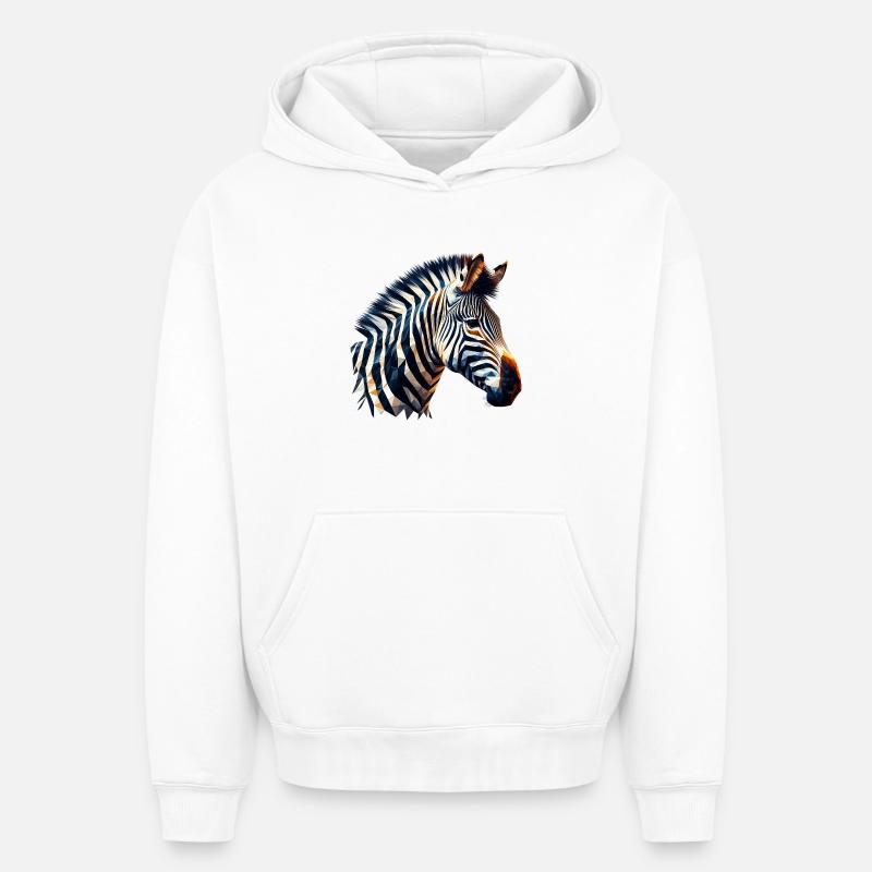 Zèbre polygonal - Sweat à capuche unisexe oversize épais SPREAD - blanc