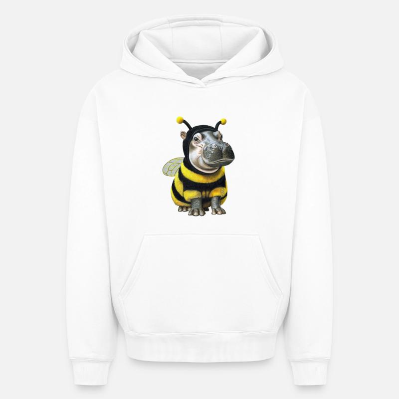 Nilpferd Biene 2 - Oversized Heavyweight Unisex Hoodie - Weiß