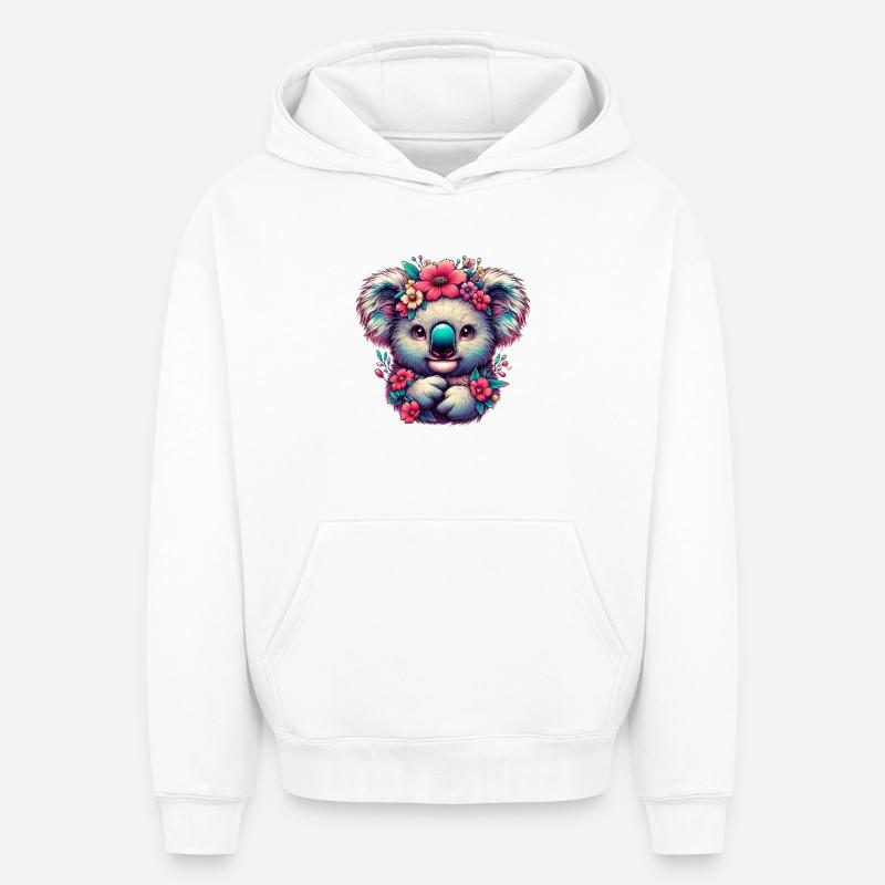 Koala - Sweat à capuche unisexe oversize épais SPREAD - blanc